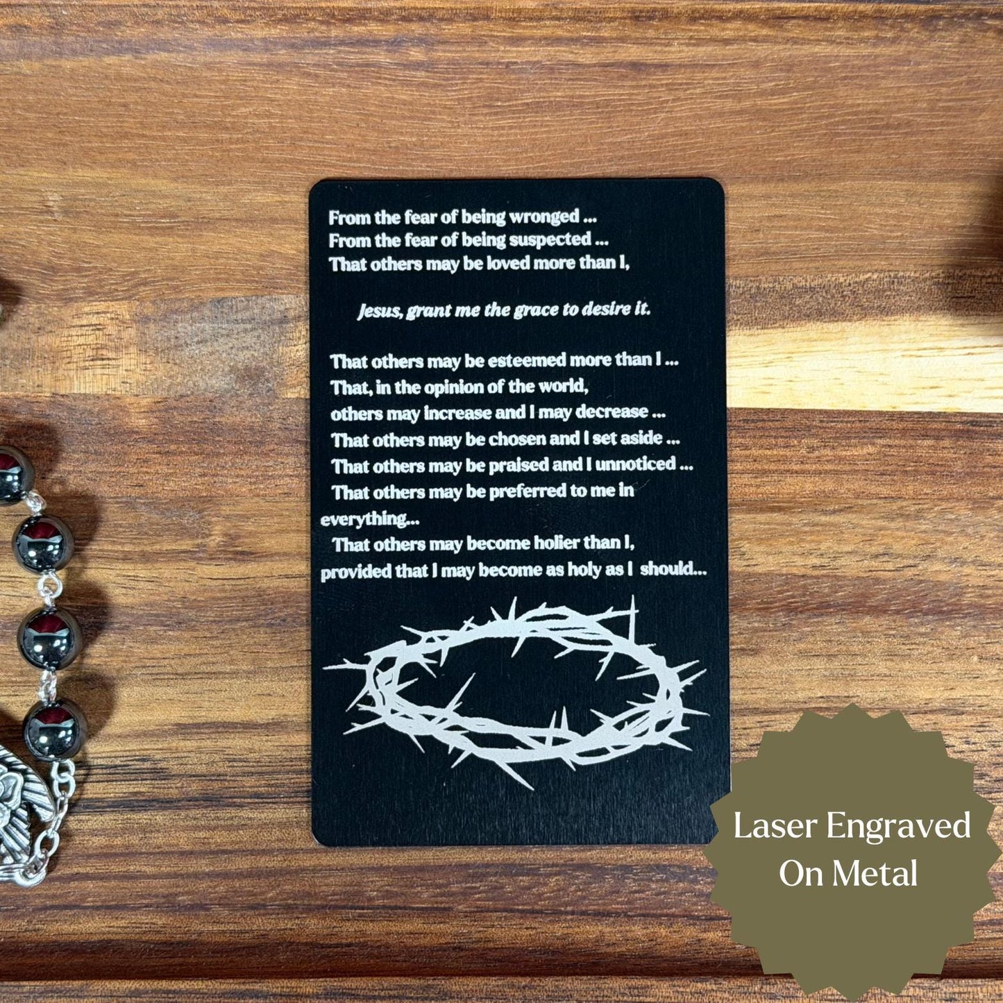 Litany of humility Premium Metal Prayer Card