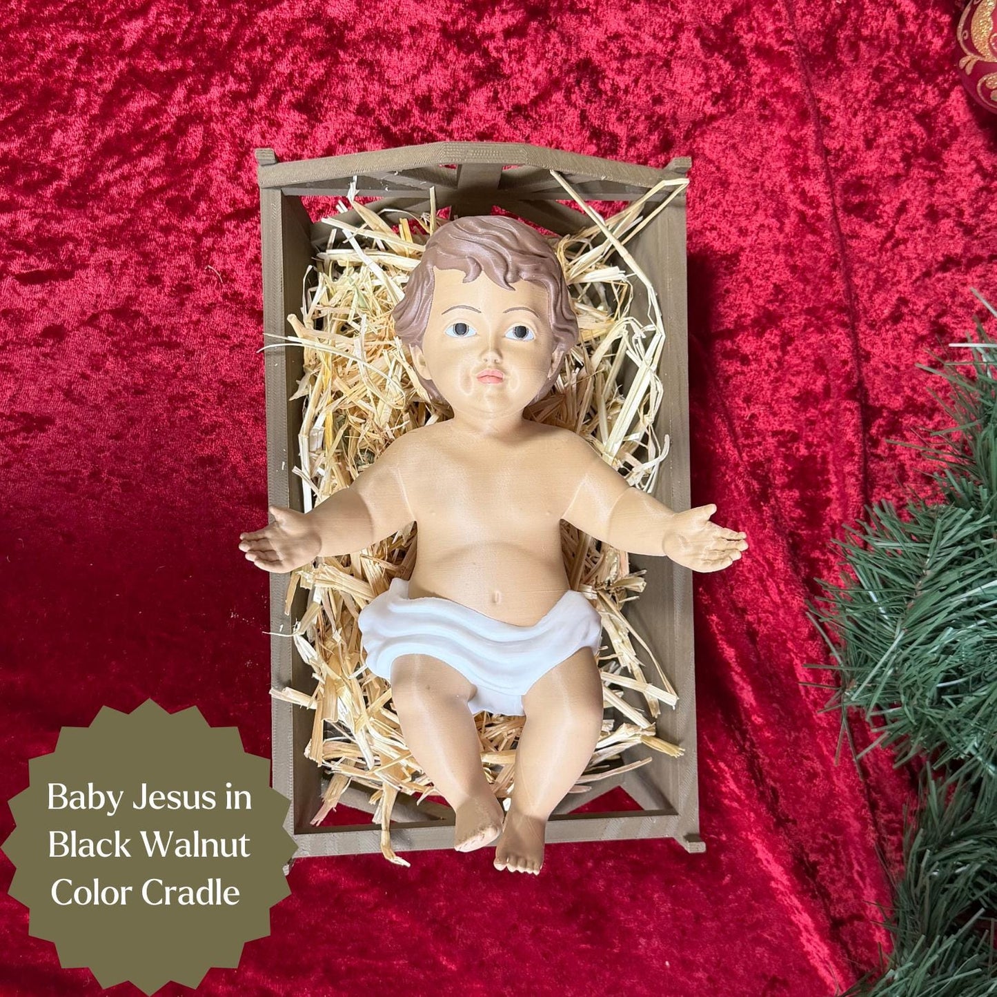 Nativity Scene Decoration Christmas Figurine Handmade Religious Decor Baby Jesus Statue Manger Straw Display Holy Family Gift New Parent