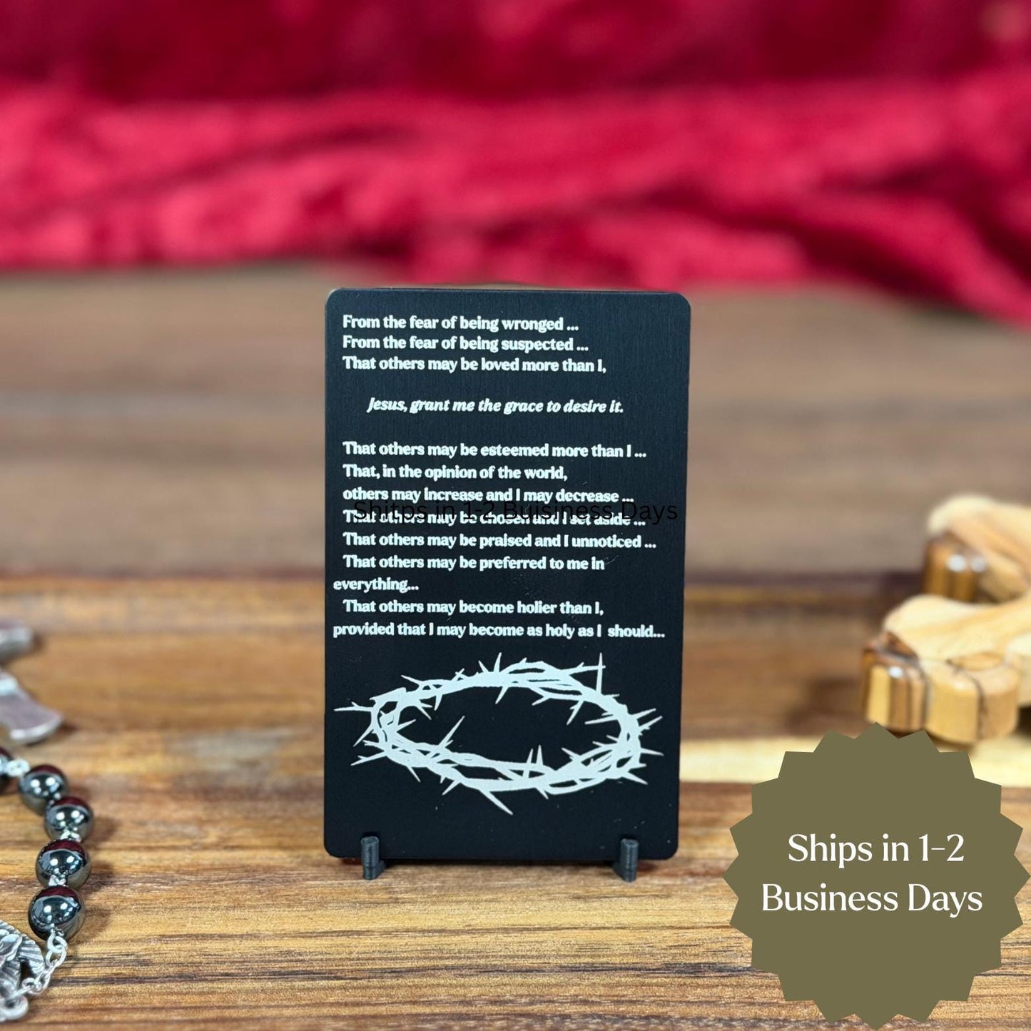 Litany of humility Premium Metal Prayer Card