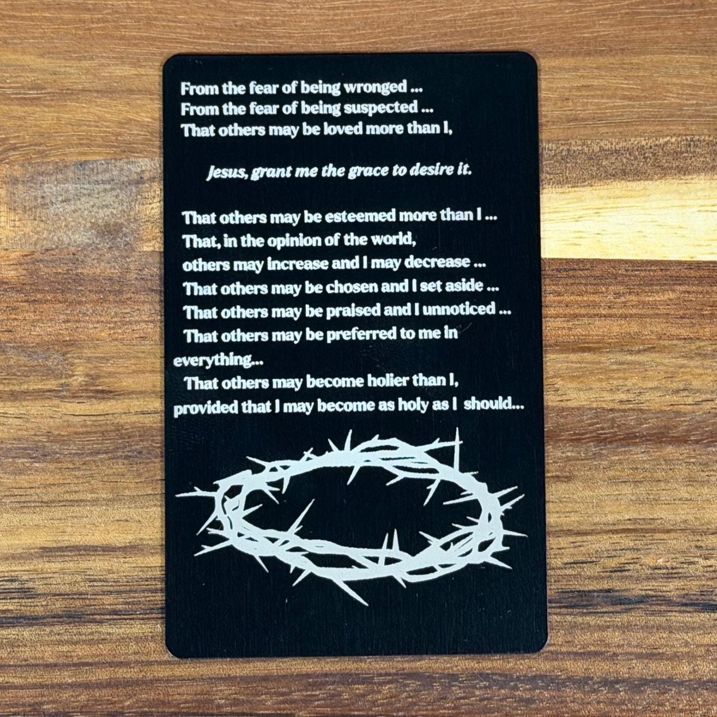 Litany of humility Premium Metal Prayer Card