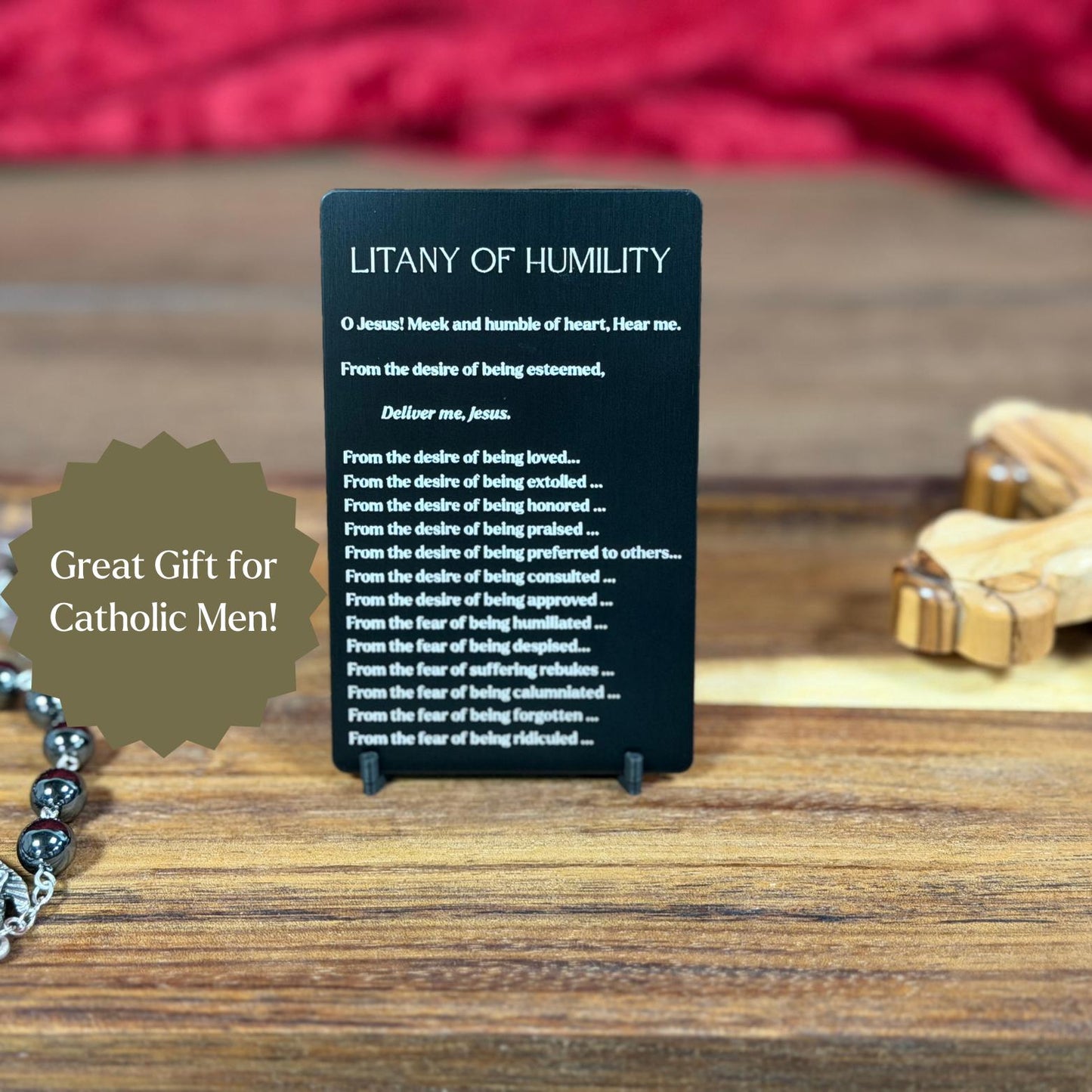 Litany of humility Premium Metal Prayer Card