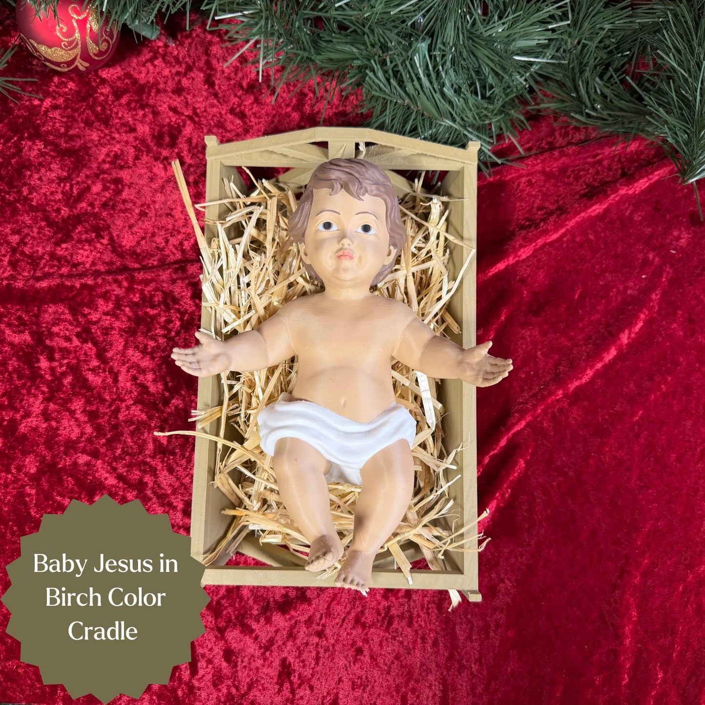Nativity Scene Decoration Christmas Figurine Handmade Religious Decor Baby Jesus Statue Manger Straw Display Holy Family Gift New Parent