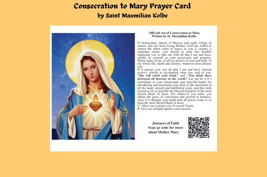 Consecration to Mother Mary Prayer Cards Laminated - Bob and Penny Lord