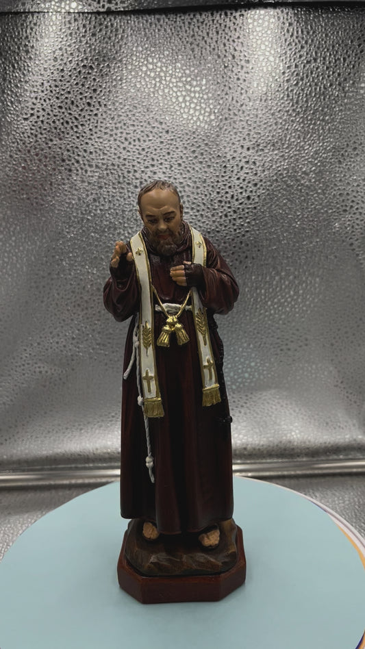 8 inch Saint Padre Pio Statue hand made in Colombia