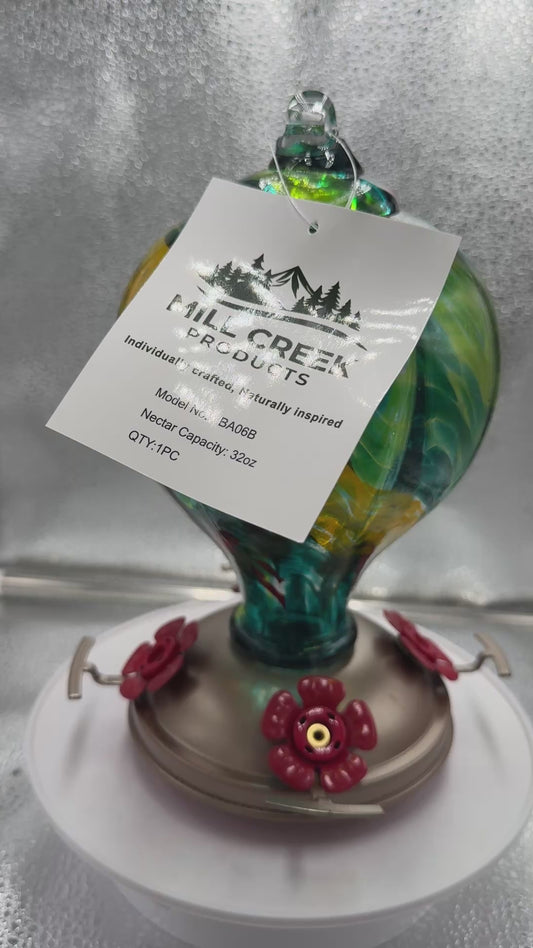 Solstice Balloon Hand Blown Glass Humming Bird Feeder BA06B