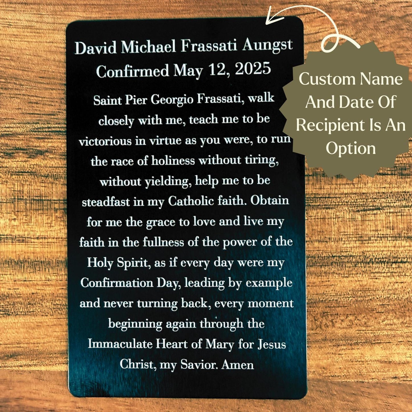Custom Metal Prayer Card