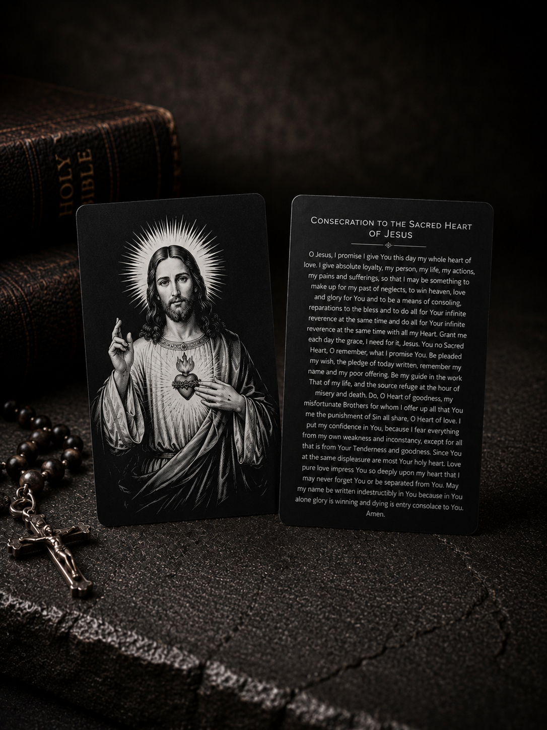 Metal Prayer Card and Personalized Wood Case