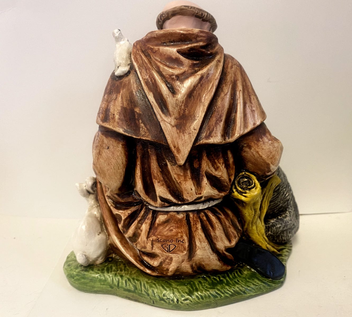 Saint Francis of Assisi with wolf 6.5-inch Christian collectible statue by Bob and Penny Lord, depicting Saint with wolf.