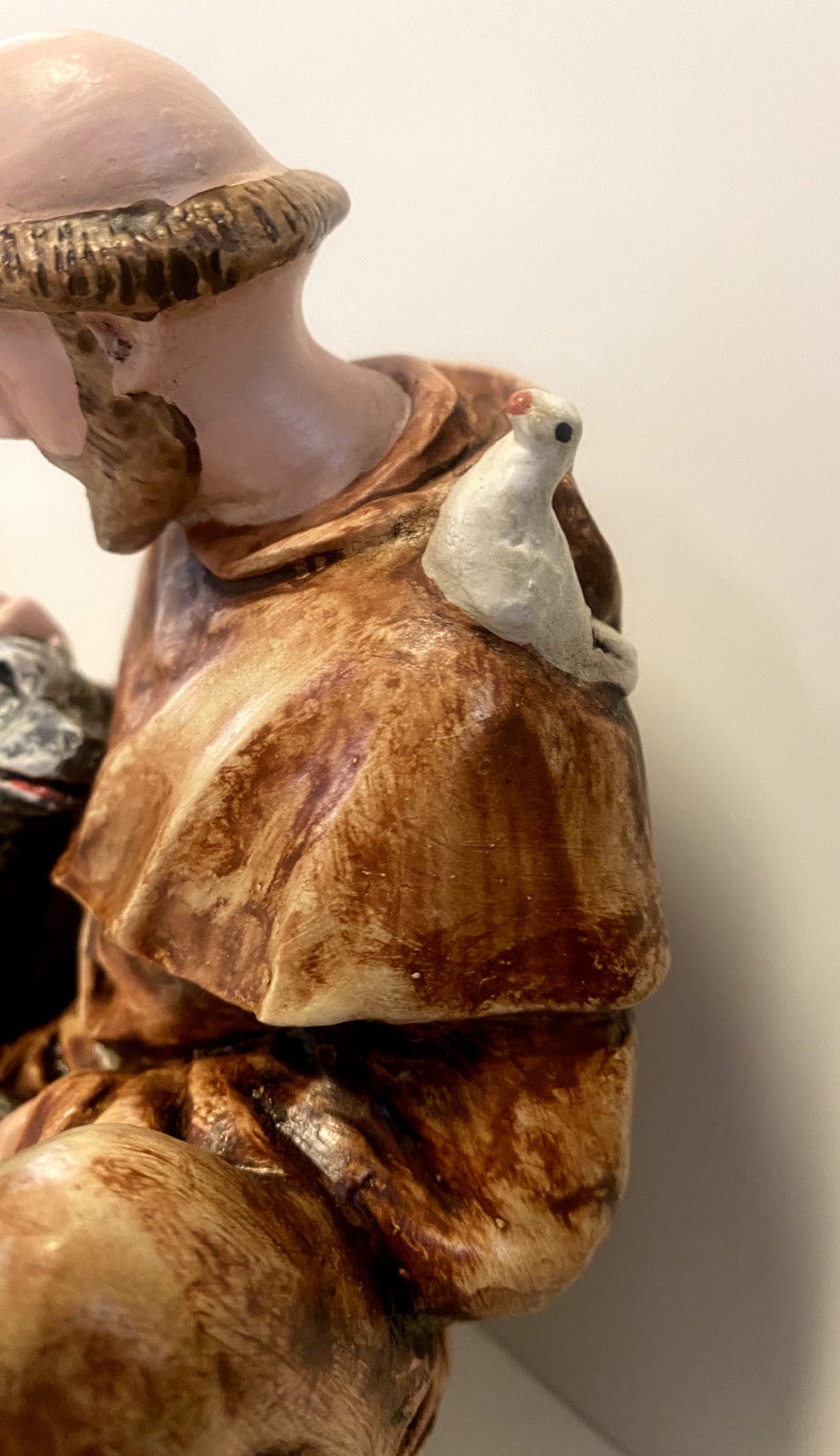 Saint Francis of Assisi with wolf 6.5-inch statue by Bob and Penny Lord, religious Christian collectible from Colombia.