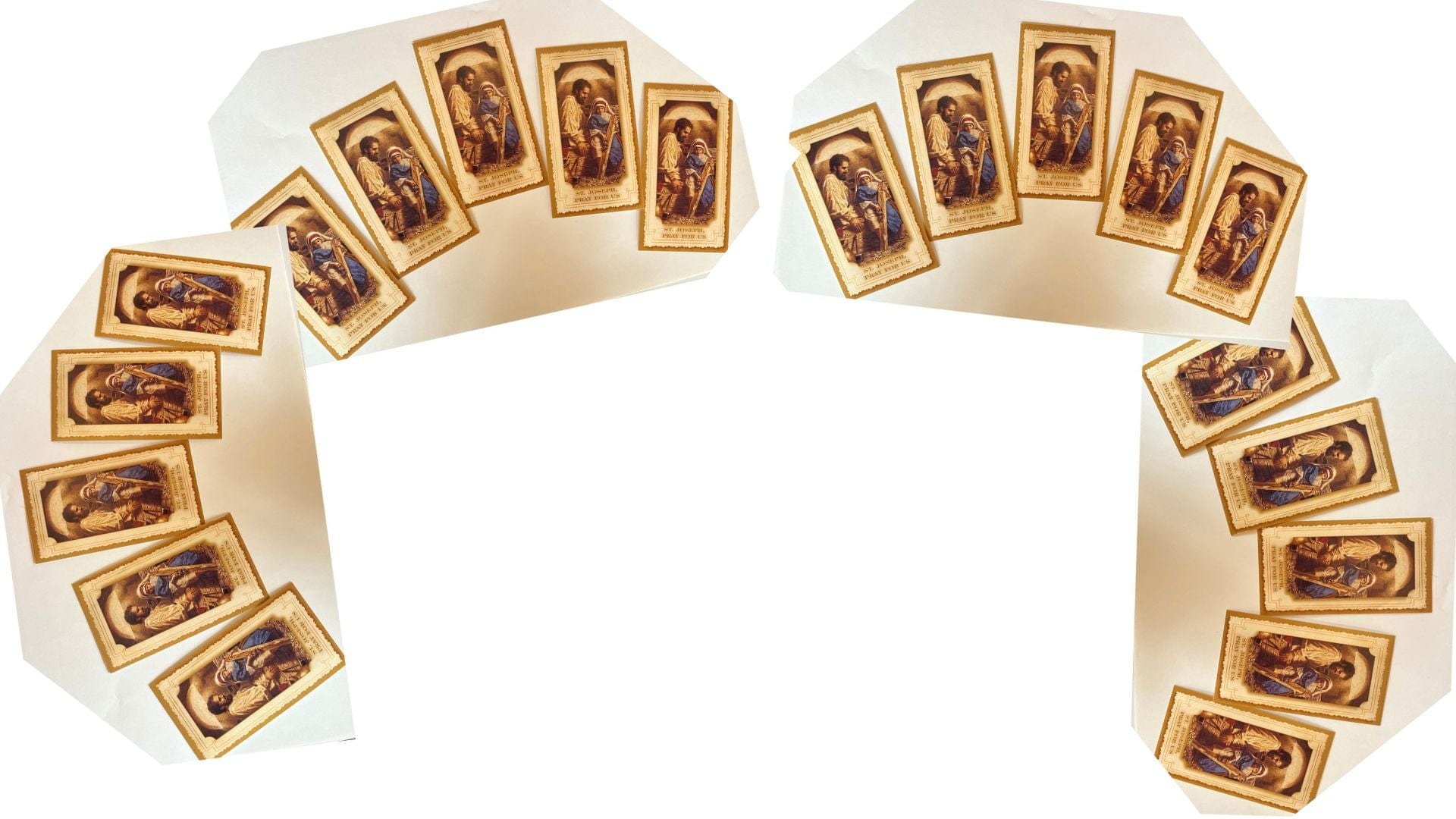Set of 20 Saint Joseph prayer cards with novena by Bob and Penny Lord featuring religious artwork and prayer text.