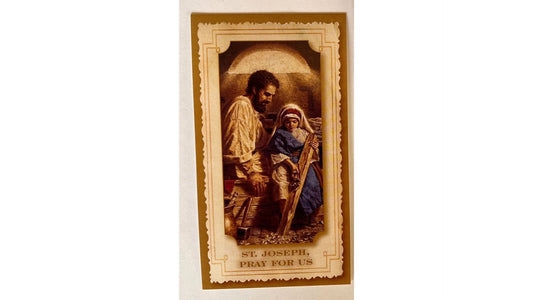 Saint Joseph prayer card with novena by Bob and Penny Lord, featuring religious artwork and prayer text on the card.