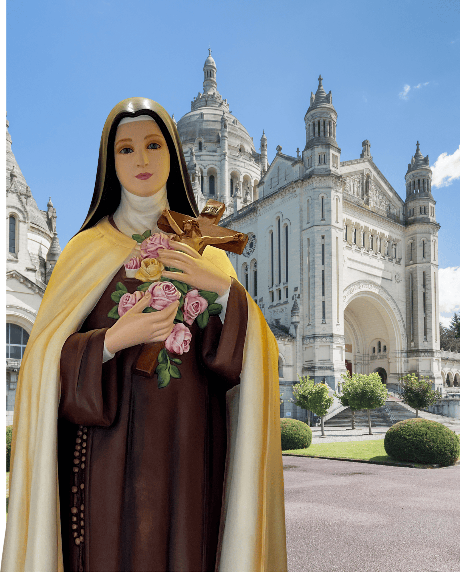 8x10 print of Saint Therese of Lisieux, religious poster by Bob and Penny Lord, featuring her portrait in a peaceful setting.