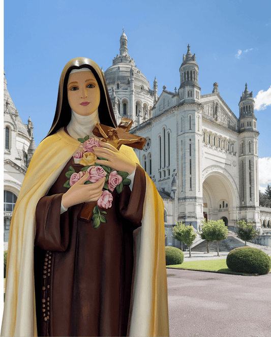 8x10 print of Saint Therese of Lisieux, religious poster by Bob and Penny Lord, featuring her portrait in a peaceful setting.
