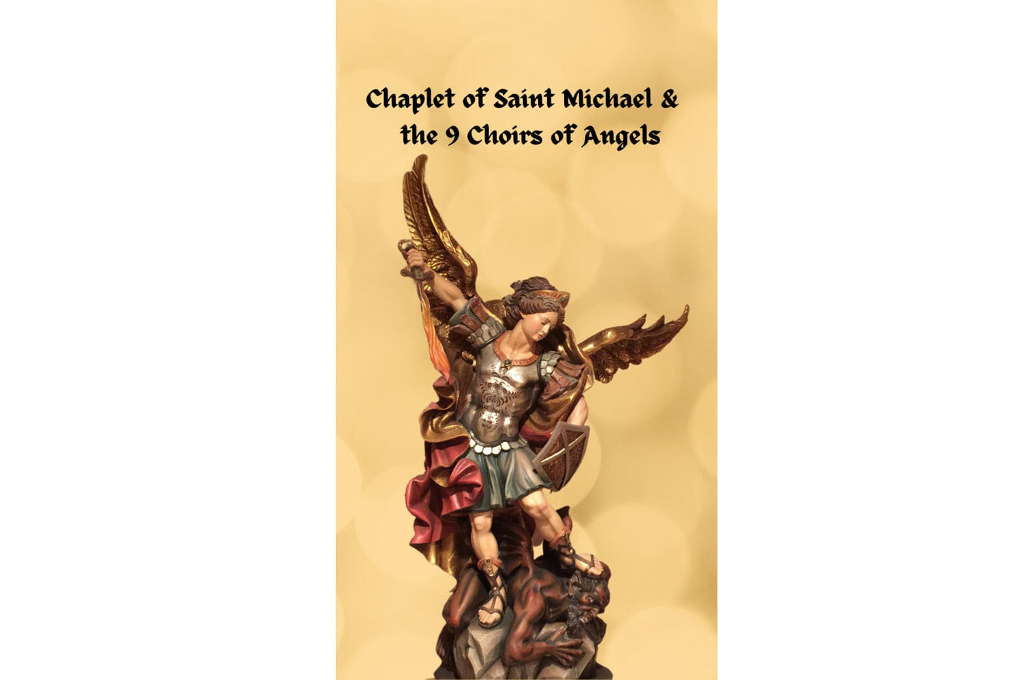St Michael chaplet prayer card from Bob and Penny Lord, featuring religious imagery and Christian spirituality collectibles.