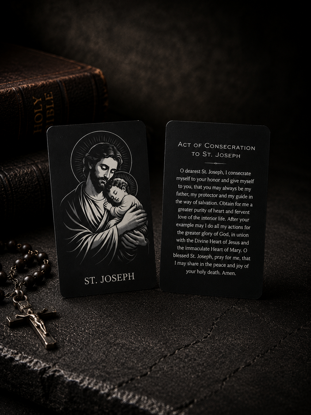 Metal Prayer Card and Personalized Wood Case