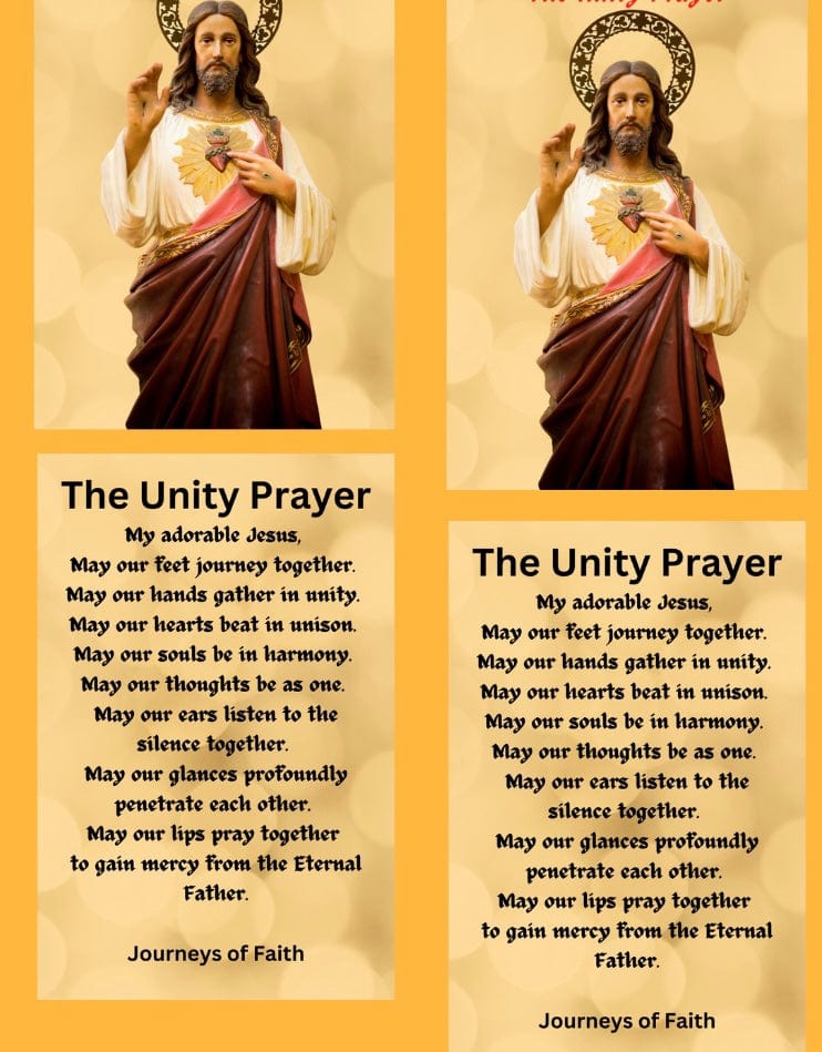 Laminated Unity Prayer Card from Bob and Penny Lord Ministry featuring a religious prayer design and durable laminated finish.
