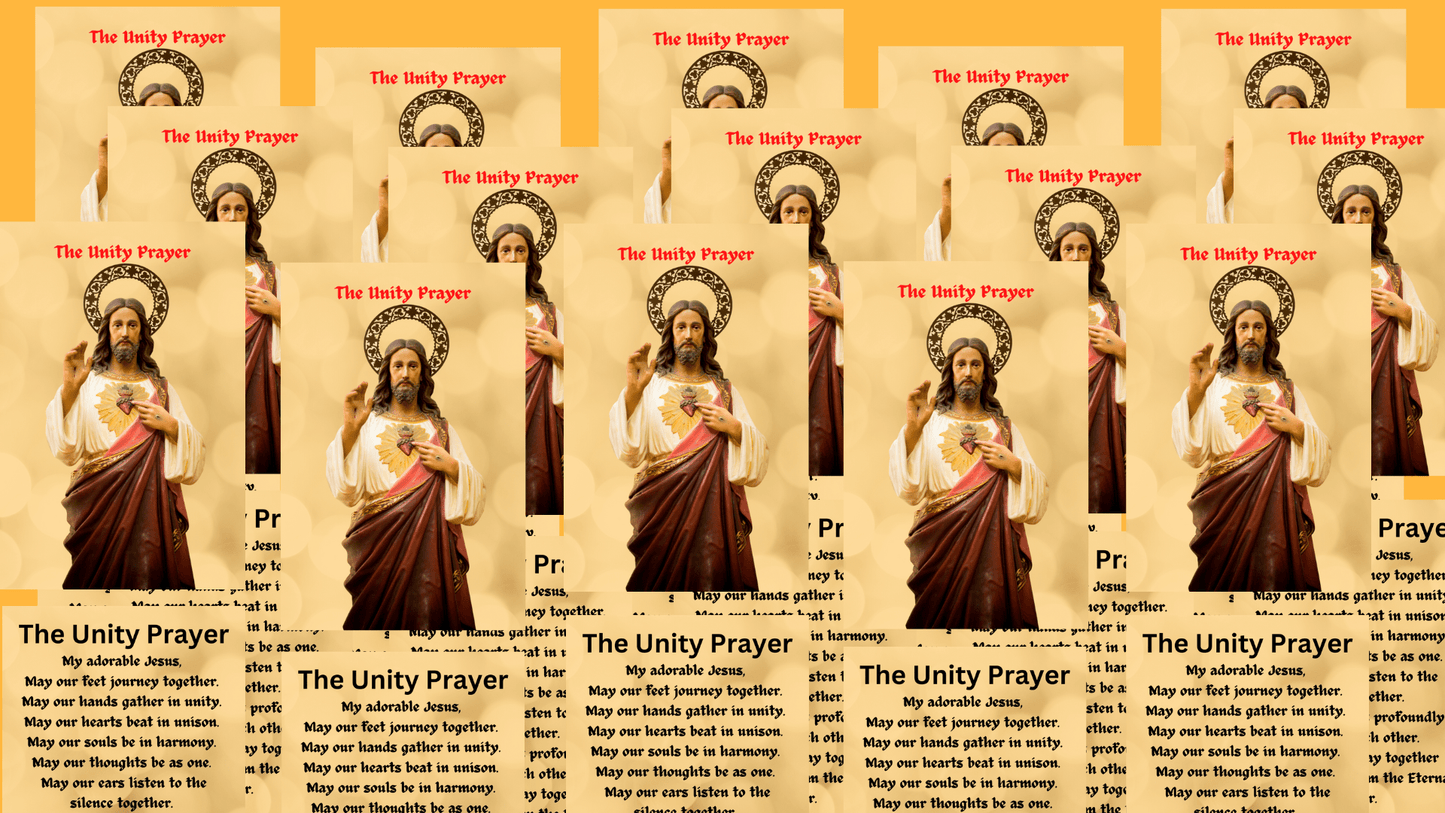 Laminated Unity Prayer Card from Bob and Penny Lord Ministry, featuring a spiritual design and inspirational message.