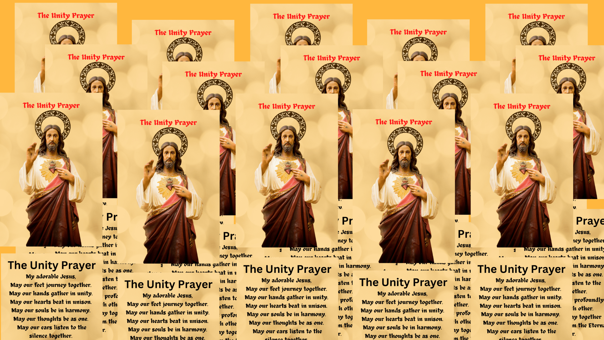 Laminated Unity Prayer Card from Bob and Penny Lord Ministry, featuring a spiritual design and inspirational message.