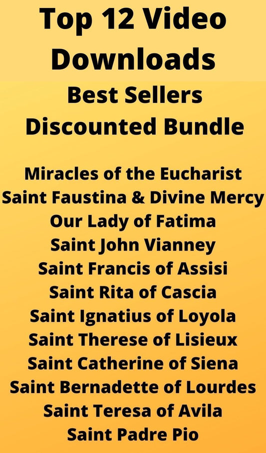 Thumbnail image of the 12 Catholic Saints video bundle MP4 downloads by Bob and Penny Lord Ministry.