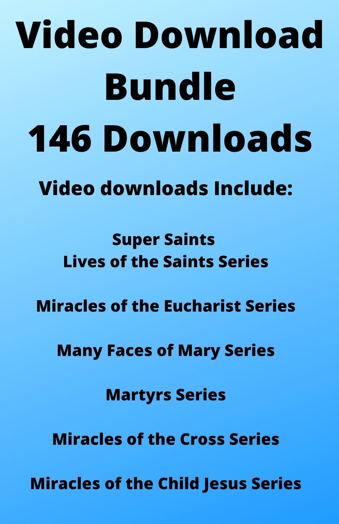Download image showing the 154 Catholic Videos MP4 Bundle by Bob and Penny Lord, featuring video thumbnails and download icons.