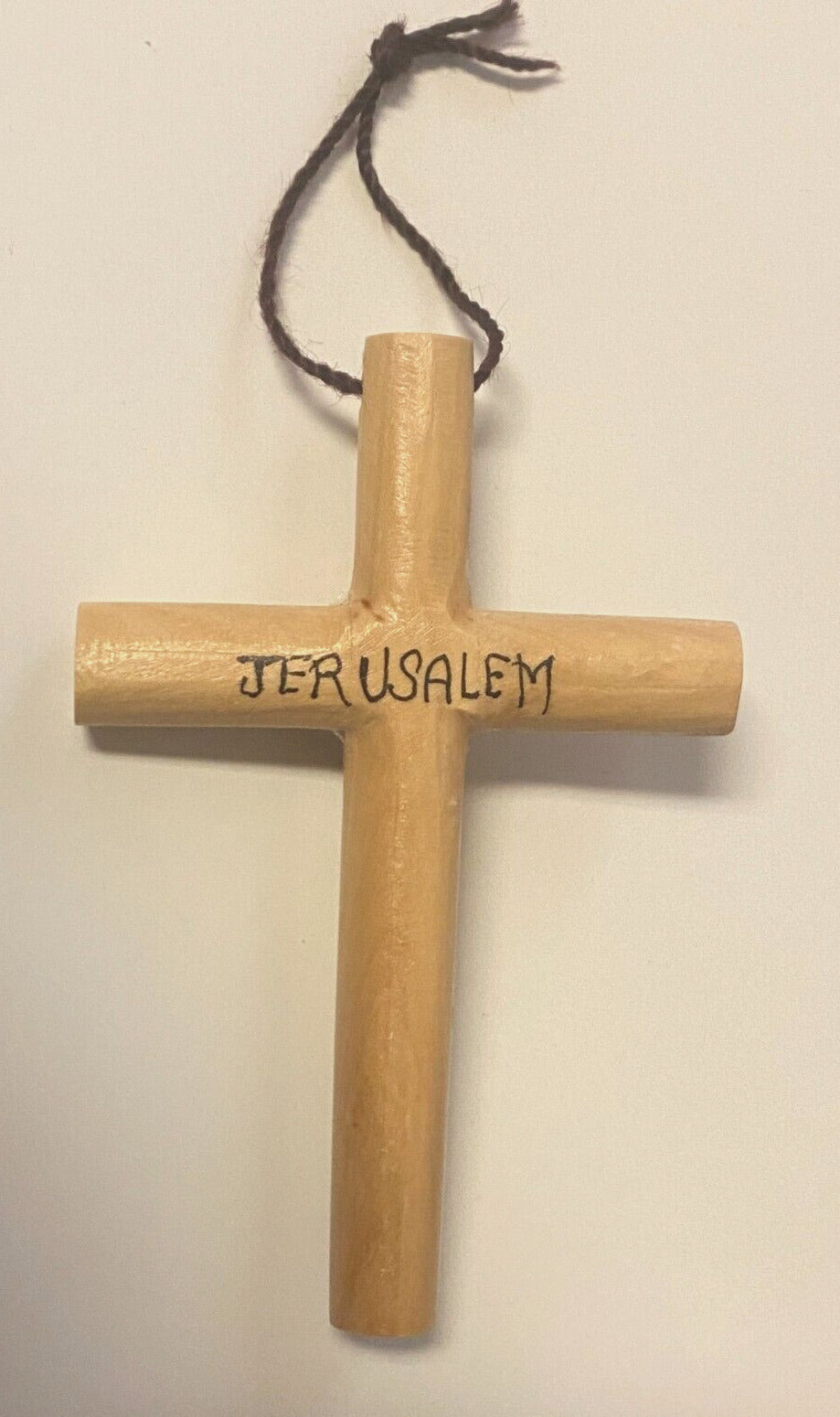 Round Olive Wood Cross 4.7/8" New from Jerusalem - Bob and Penny Lord