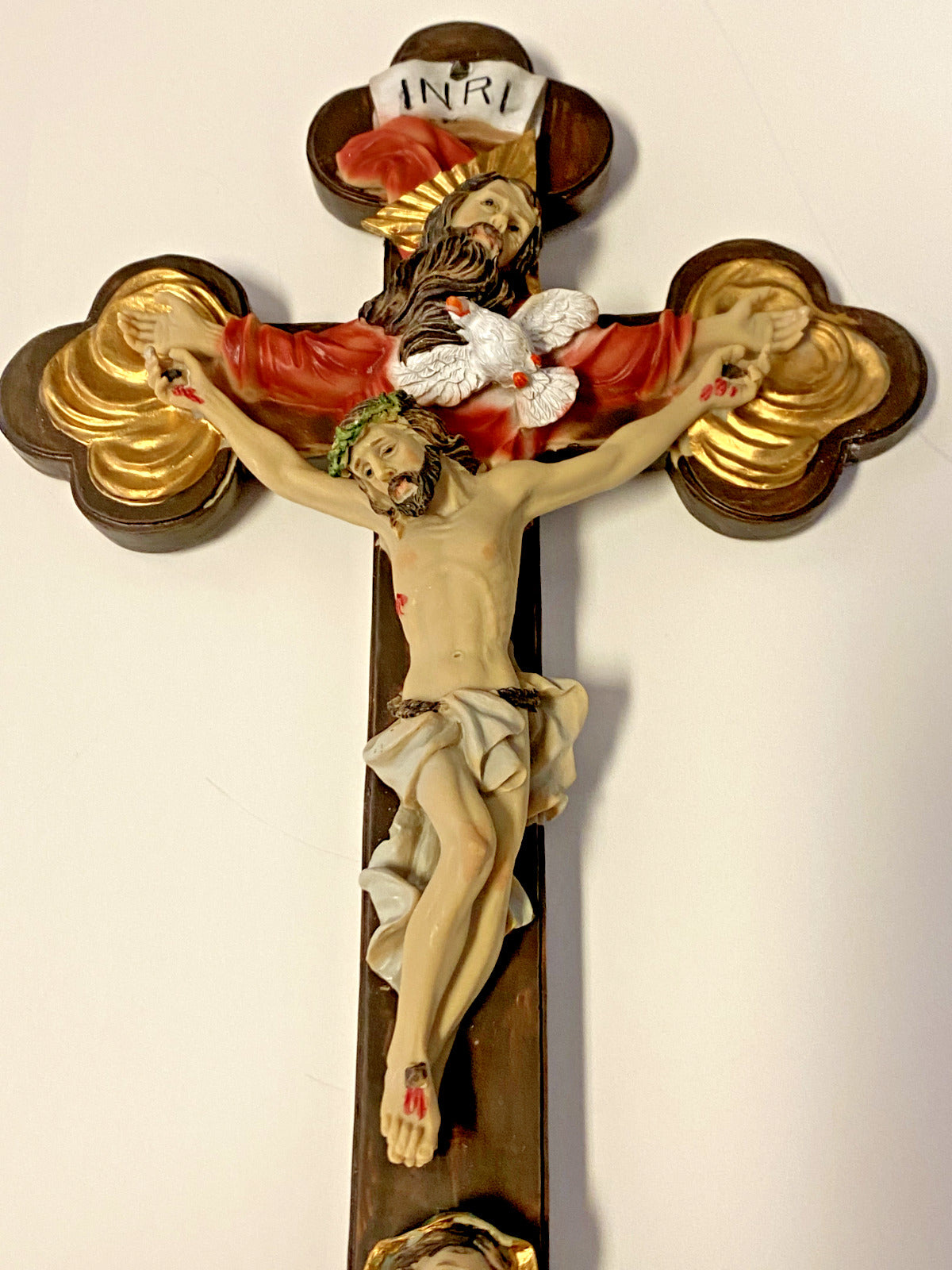 Holy Trinity + Blessed Mary   13" Crucifix ,  New - Bob and Penny Lord