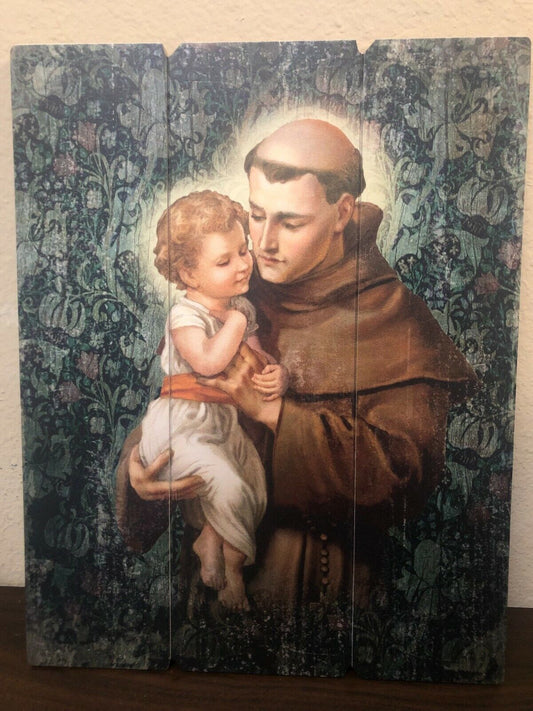 Saint Anthony of Padua Image on Wood Pallet, New - Bob and Penny Lord