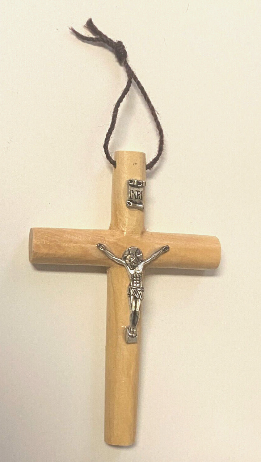 Round Olive Wood Cross 4.7/8" New from Jerusalem - Bob and Penny Lord