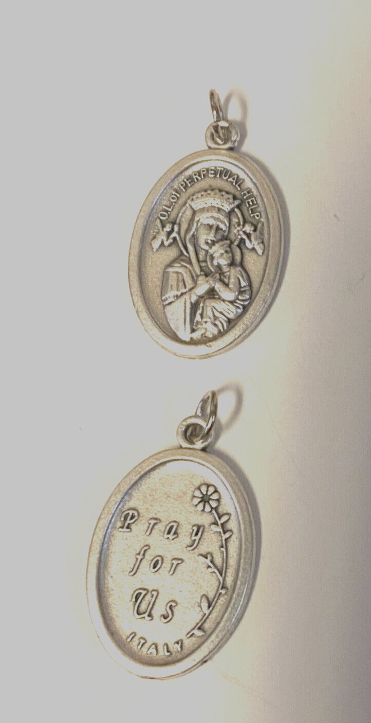 Our Lady of Perpetual Help Silver tone Medal, New - Bob and Penny Lord