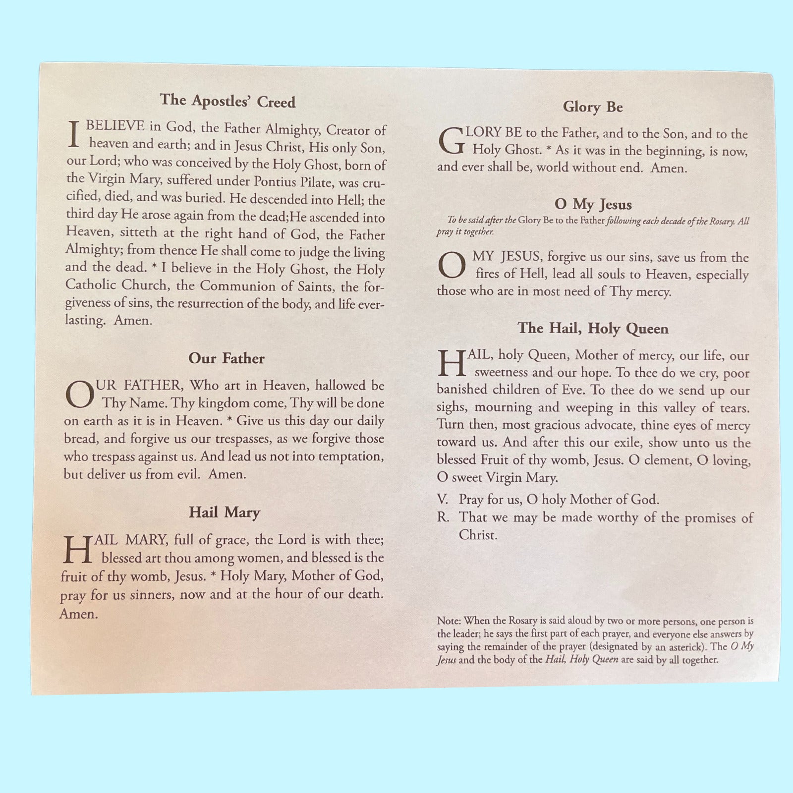 How to Pray the Rosary Prayer Card - Bob and Penny Lord