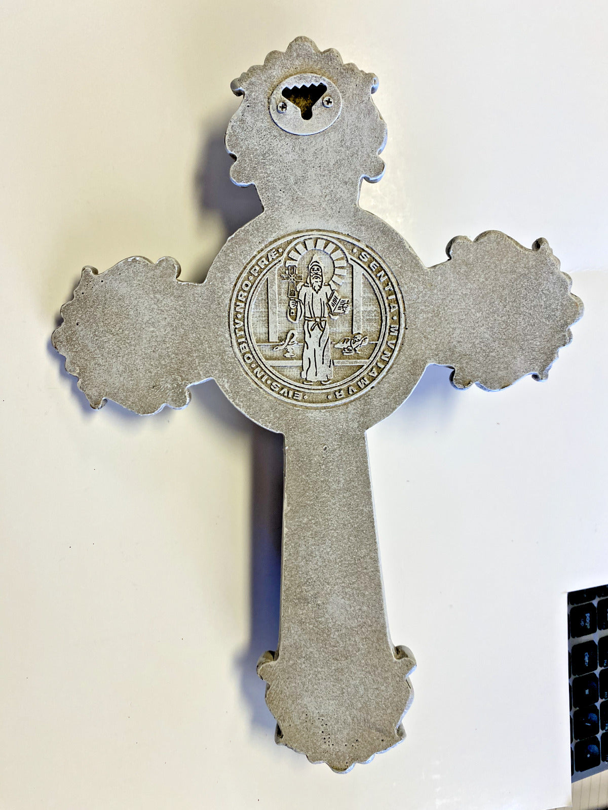 Saint Benedict 10.50" Stone Crucifix,  New - Bob and Penny Lord