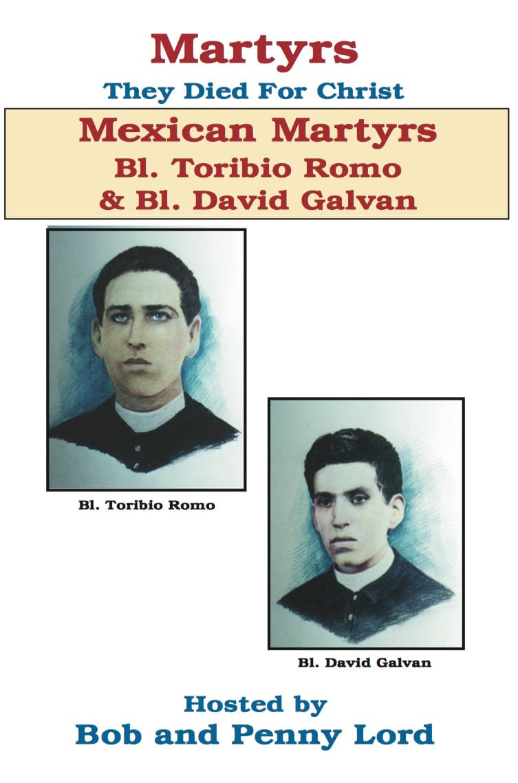 DVD titled "Beatification of the Mexican Martyrs" by Bob and Penny Lord Ministry, showing the cover art with religious imagery.