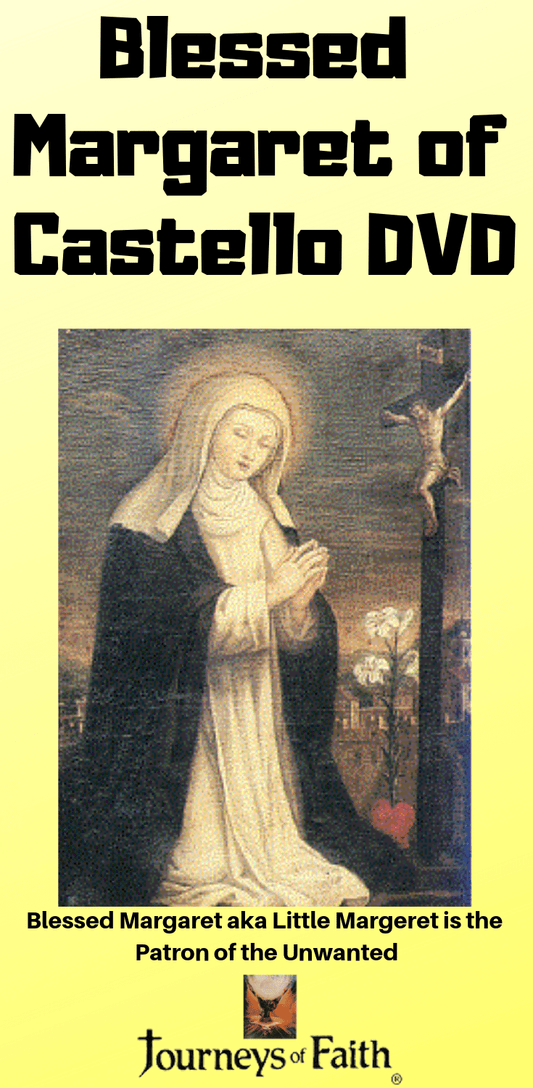 Blessed Margaret of Castello DVD by Bob and Penny Lord showing the DVD case with religious imagery and title for Catholic saints.