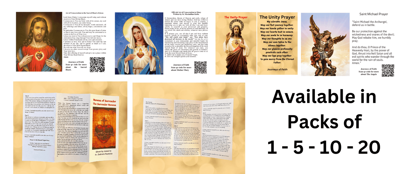 Catholic prayer card set by Bob and Penny Lord featuring inspirational Christian prayers and religious imagery.