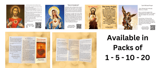 Catholic prayer card set by Bob and Penny Lord featuring inspirational Christian prayers and religious imagery.