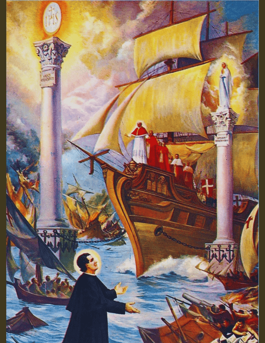8x10 print of Dream of Saint John Bosco poster by Bob and Penny Lord, featuring religious artwork of Saint John Bosco.