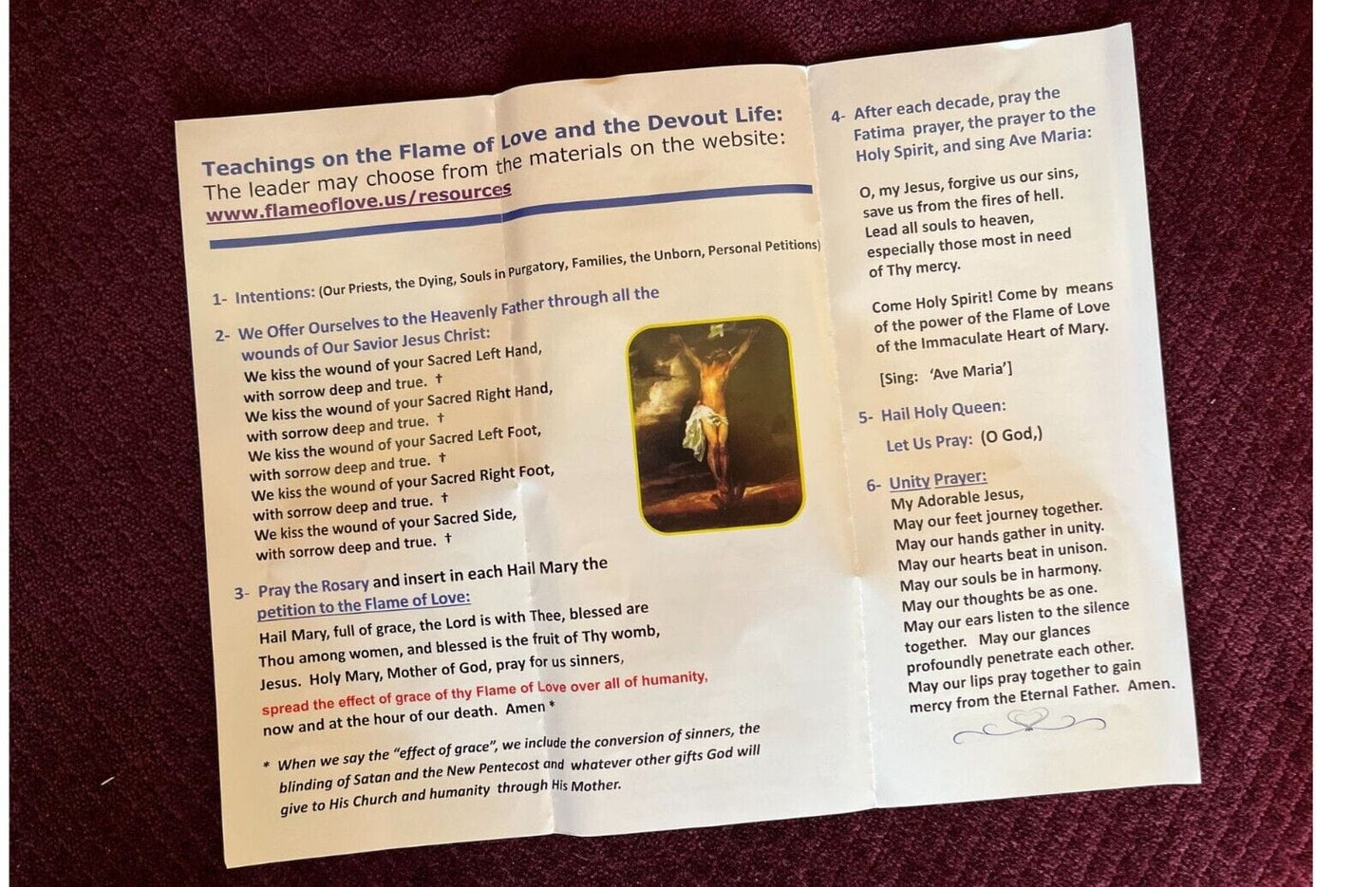 Set of three Flame of Love Holy Hour trifold cards by Bob and Penny Lord, featuring religious imagery and Christian spirituality design.