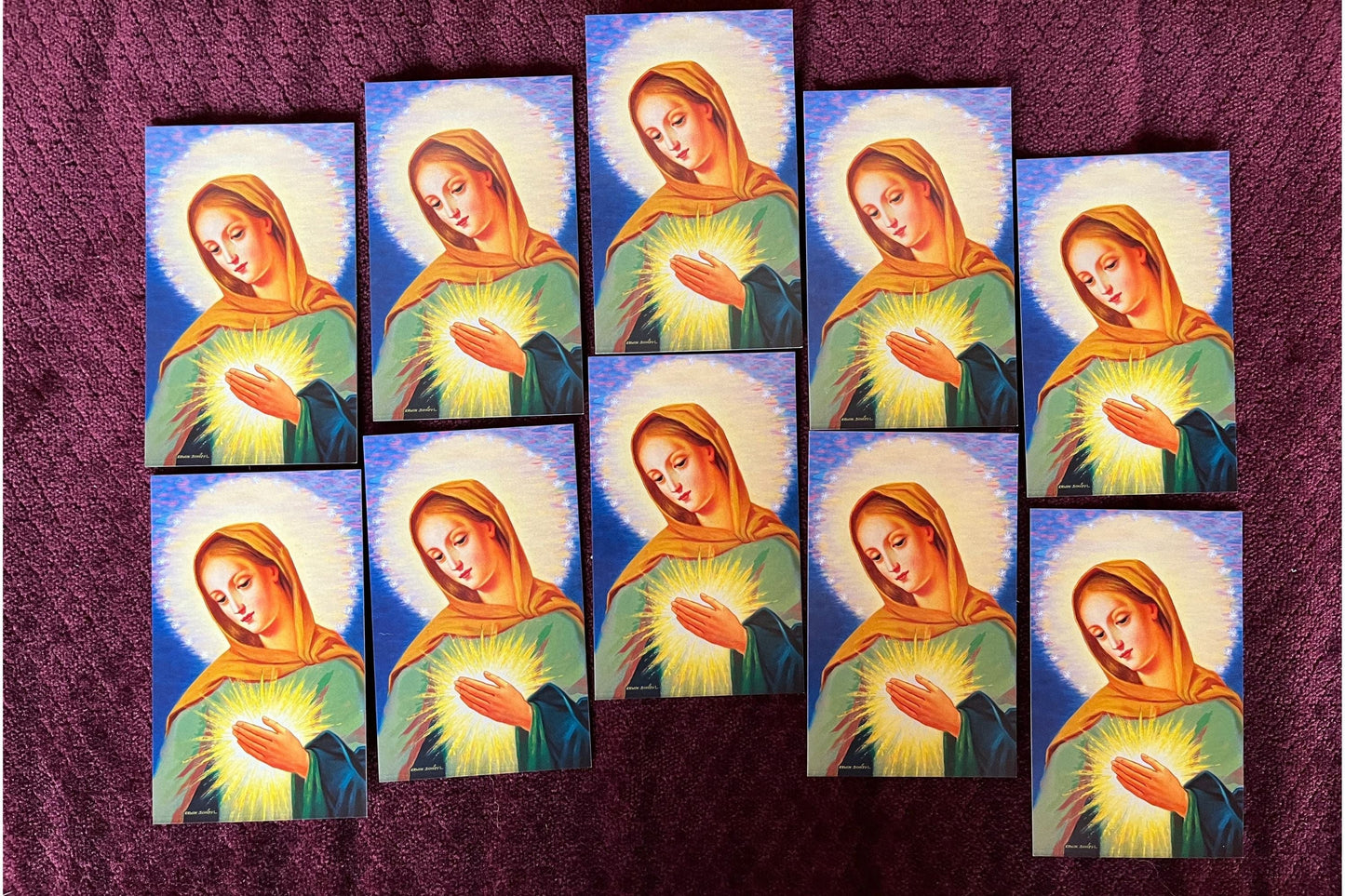 Set of 10 Flame of Love Prayer Cards by Bob and Penny Lord, featuring inspiring religious imagery and prayers.