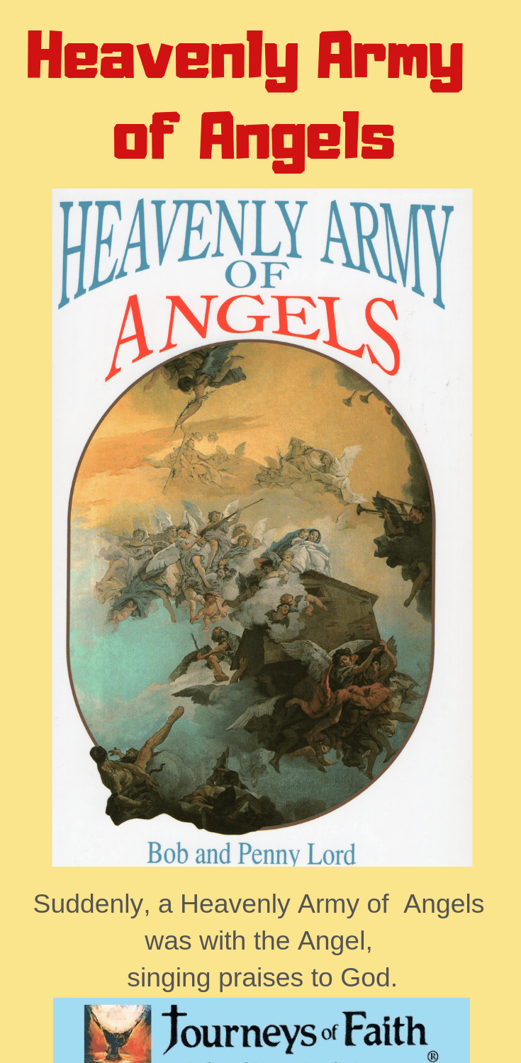 Hardcover of Heavenly Army of Angels book by Bob and Penny Lord, featuring angel illustrations on the cover.