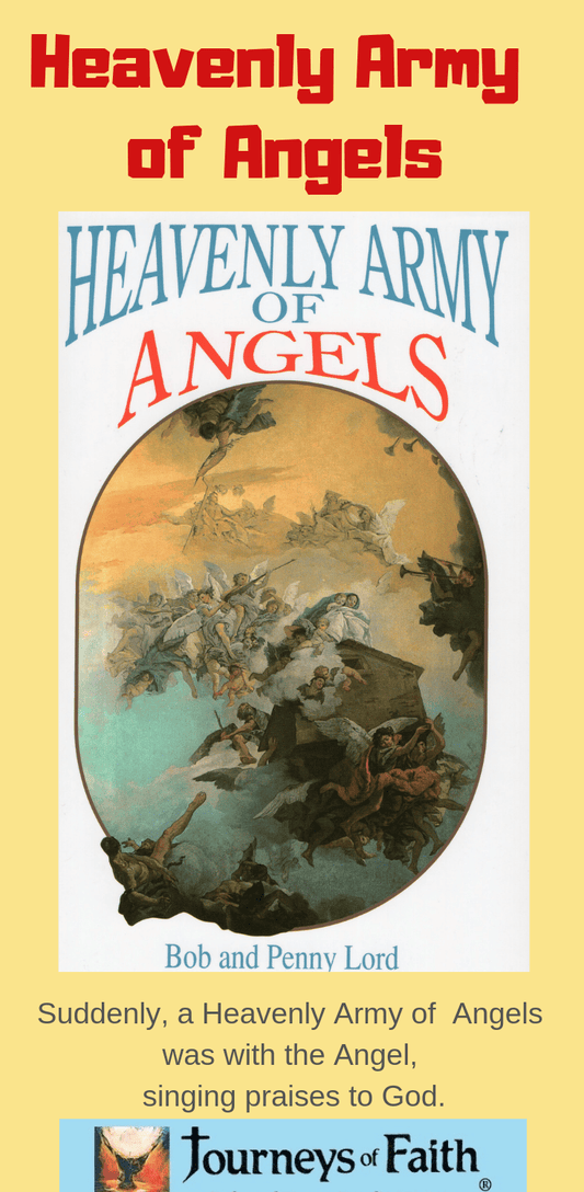 Hardcover of Heavenly Army of Angels book by Bob and Penny Lord, featuring angel illustrations on the cover.