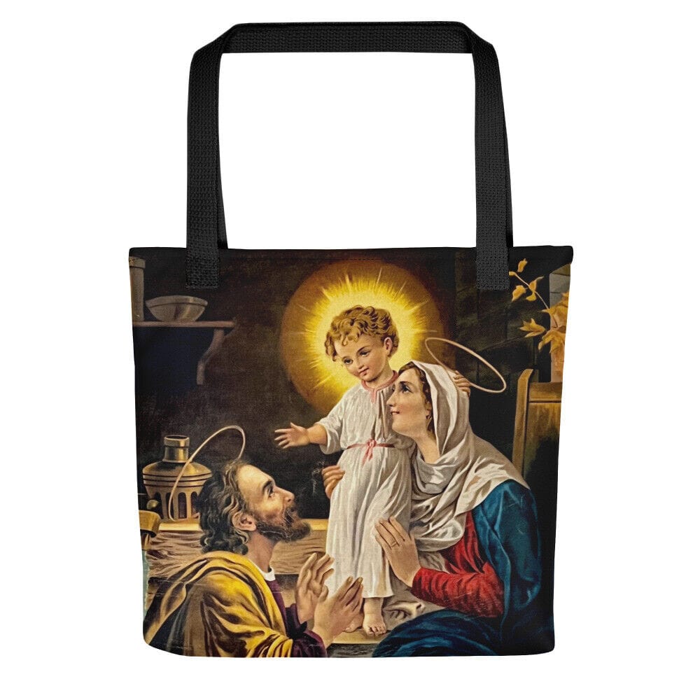 Holy Family tote bag by Bob and Penny Lord featuring religious artwork, made of durable fabric, with sturdy handles for everyday use.