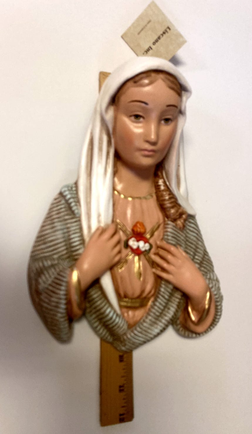 Hand-painted Immaculate Heart of Mary wall plaque by Bob and Penny Lord, 9-inch religious Christian collectible from Colombia.