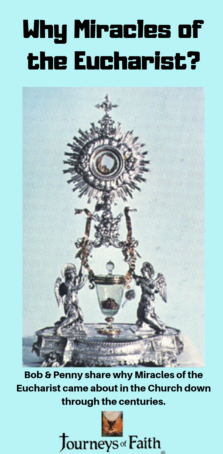 DVD bundle of Miracles of the Eucharist series by Bob and Penny Lord, featuring 13 religious DVDs with cover images.