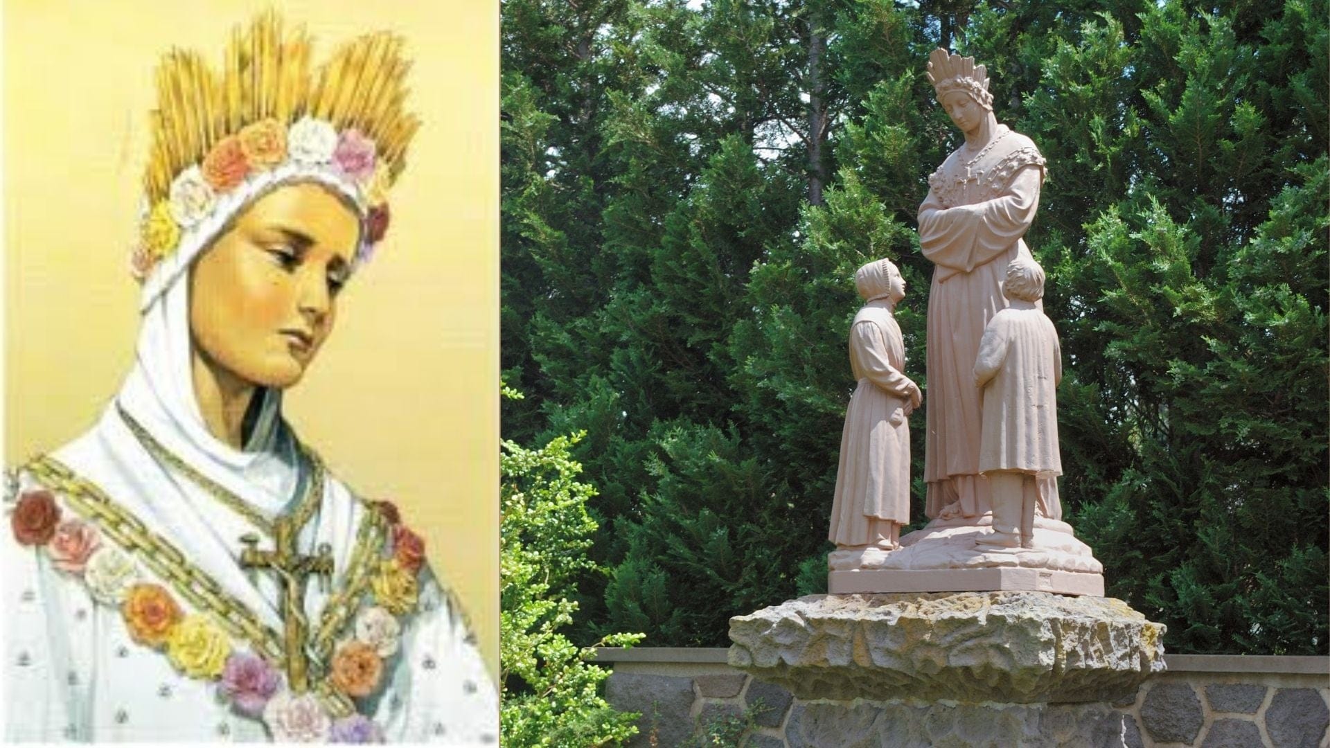 Espanol Nuestra Senora de La Salette statue by Bob and Penny Lord Ministry, detailed image of the Marian apparition figure.