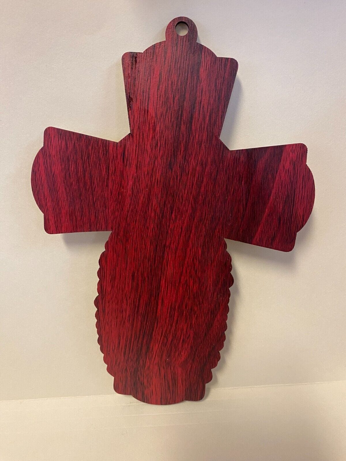 Wood cross featuring Our Lady of Fatima design, 7.75 inches tall, decorative Christian collectible with detailed craftsmanship.