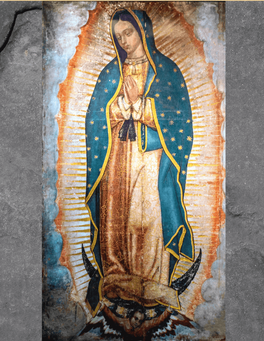 8x10 print of Our Lady of Guadalupe poster by Bob and Penny Lord, featuring a detailed religious image suitable for framing.