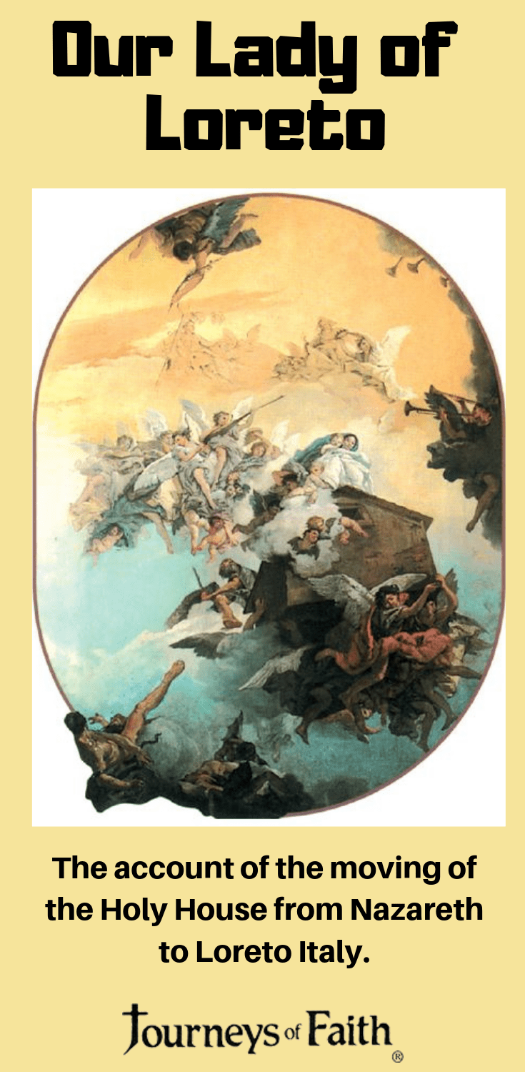 DVD titled Our Lady of Loreto and the Holy House of Nazareth by Bob and Penny Lord, featuring religious imagery and Holy Land scenes.