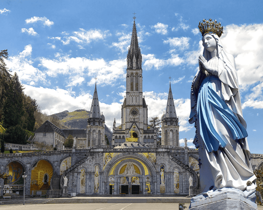 Bob and Penny Lord Our Lady of Lourdes 8x10 print showcasing religious artwork with a serene depiction of Our Lady of Lourdes.
