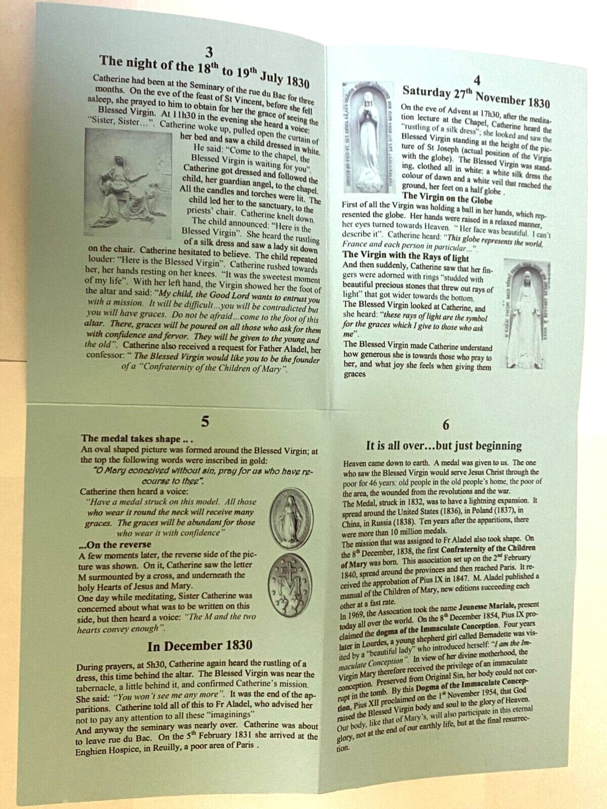 Lady of the Miraculous Medal folder with Holy Card, featuring religious imagery and Christian symbolism by Bob and Penny Lord.