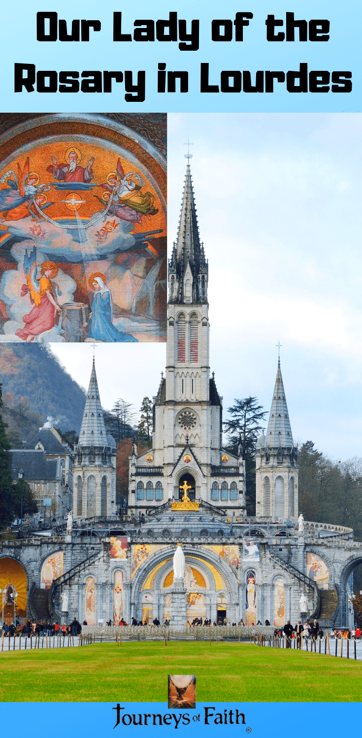 DVD of Our Lady of the Rosary in Lourdes by Bob and Penny Lord, featuring religious imagery and scenes from Lourdes.